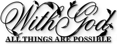 ViveGate With God All Things Are Possible Sign Metal Wall Decor, 18"X6" Inch Religious Scripture Black Christian Bible Verses Everthing Is Possible with God Bibical Wall Hanging Decoration