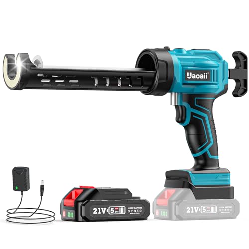 Uaoaii Pistolet à Cartouche Électrique sans Fil 21V Pistolet à Cartouche à Vitesse Réglable avec 1 Batterie 2.0Ah et Chargeur Idéal pour le Calfeutrage, le Remplissage