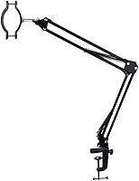 Vista 8 de Juego de luces de cuello de cisne con soporte de brazo articulado para microscopio, soporte de lente de montaje en C de doble cuello de cisne