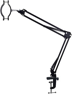 Microscope Articulated Arm Stand Ring Light Set, 64 LED Ring Light C Mount Lens Holder 26mm-52mm Adjustable Clamp, HDMI USB Camera Lens Electronic Soldering Repairing Stand (Microscope Stand)