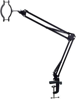 Microscope Articulated Arm Stand Ring Light Set, 64 LED Ring Light C Mount Lens Holder 26mm-52mm Adjustable Clamp, HDMI USB Camera Lens Electronic Soldering Repairing Stand (Microscope Stand)