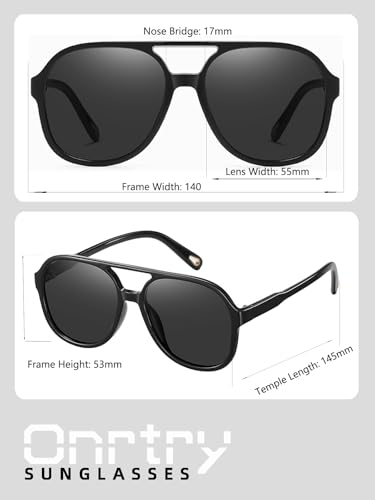 Image of Onrtry Retro Polarized Aviator Sunglasses for Women Men Classic 70s Vintage Trendy Square Sun Glasses Shades