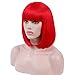 Rosastar Short Red Wig with Bangs 12'' Straight Short Red Bob Wig for Women Glueless Heat Resistant Synthetic Hair Wig for Daily Fashion Halloween Costume Cosplay Comic-con Party