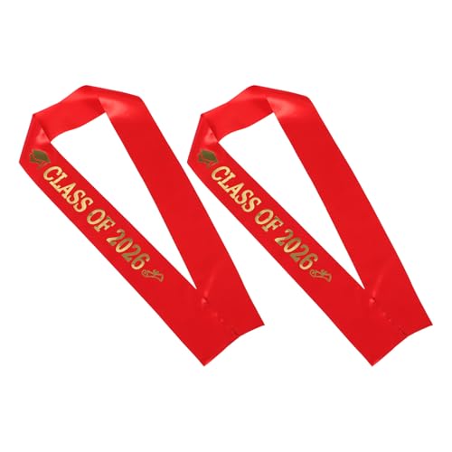 minkissy 2 Piezas Fajín de Graduación Elegante de Satén Rojo para Temporada 2026 Ajuste Cómodo y Diseño Exclusivo para Fotos y Eventos Universitarios