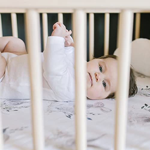 Image of Oilo Crib Sheet, Breathable 100% Turkish Cotton Fitted Jersey, 300 Thread Count, Machine Wash, Fits Standard Crib (28 inch x 52 inch x 6 inch), Toddler Bedding, Girl, Boy, & Neutral Design, Cottontail Bunny