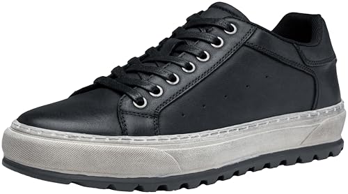 Image of Jousen Men's Shoes Leather Casual Dress Sneakers with Vintage-Distressed-Sole