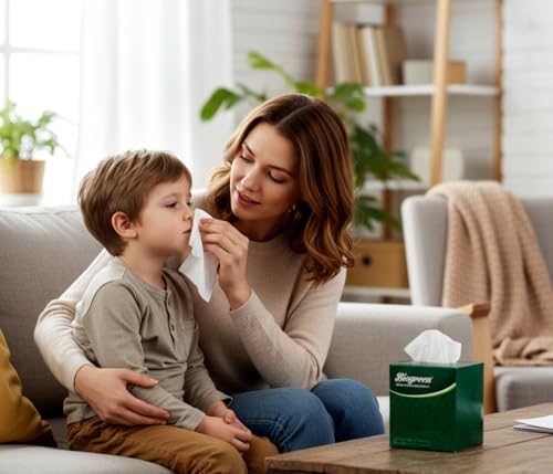 Image of Biogreen 2-Ply Facial Tissue 480 Pulls | 100% Virgin Paper, Soft on Skin | 6 Cube Boxes, 80 Sheets Each | For Home, Office, Car & Travel | Highly Absorbent, Safe Face Tissues for Children & Adults