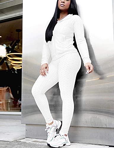 Mrskoala Two Piece Outfits For Women Jogger Sets Workout Sweat Suits Tracksuit Pants Set White Xl #TOP1