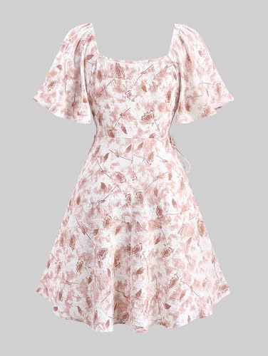 Image of ROSE GAL Women Plus Size Boho Floral Milkmaid Dress Cinched Ruched Square Neck Dress