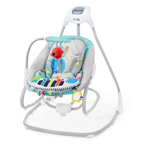 Image of Baby Einstein Explorers Kick to It 4-in-1 Musical Baby Swing & Rocker, with Removable Piano Toy, Ages 0 Months and Up