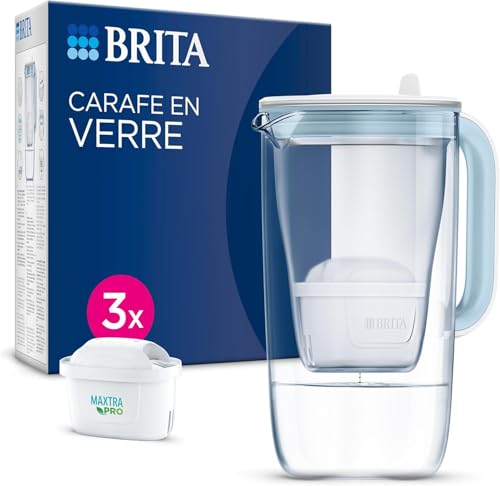 BRITA Glass Water Filter Jug Light Blue