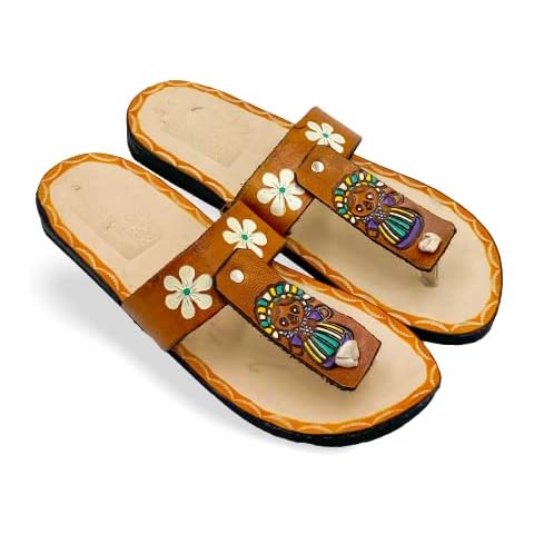 Amantoli Lele Sandals - Otomi Model - Women 100% Artisan Hand Made Mexican Leather Hipster Colorful Closed Toe Sandal | Flats | Huarache Artesanal - Hecho a Mano Handcrafted in Mexico (US 7, OCHRE LELE) Cover