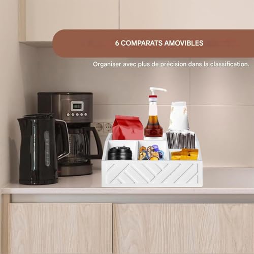 Panier de rangement avec grands compartiments pour dosettes et sirops de café - 3