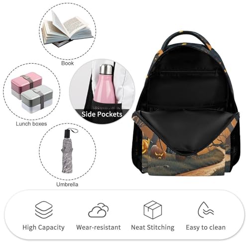 Spooky Halloween Backpack for Men Women, Durable Small Backpack Casual Lightweight Daypack for Travel Bag3