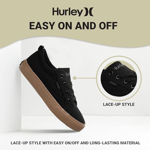 Image of Hurley Kids Finn Sneakers - Canvas Skate Shoes for Kids, Low Cut Tennis Shoes for Girls and Boys