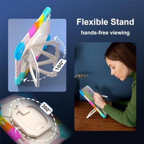 Coque iPad Pro 13 M4 antichoc avec support rotatif et sangle de transport bicolore - 3