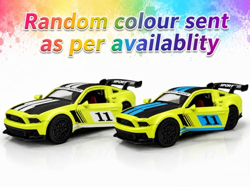 Image of Ford Mustang GT Die Cast Toy Car 1:36 Scale Pull Back Sports Car Model for Kids Boys | Alloy Metal Miniature Vehicle with Openable Doors & Rubber Tires | Collectible Racing Car Toy Gift