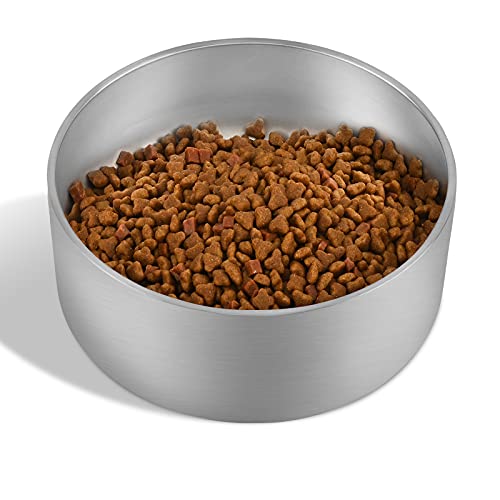 Dog Bowl, Stainless Steel Dog Bowl with 8Pcs Anti-Skid Rubber Stickers, No Spill Food and Water Bowl, Metal Food and…
