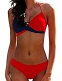 Summer Sexy Bañador de dos piezas Halter Push Up Bikini con aros Conjunto de trajes de baño de playa con recorte floral Trajes de baño para mujeres o niñas