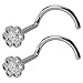 Produktbild 2 x 0.8mm Clear Kristall Chirurgenstahl 316L Nase Spirale Nasenpiercing Haken Nasenring Nasenstecker Schmuck 7mm