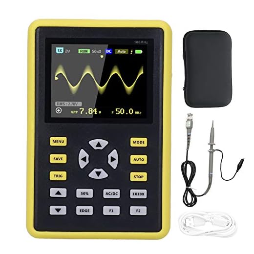 Osciloscópio digital fafeicy, tela de exibição ips lcd portátil 2.4 polegadas 100 mhz 500 ms/s 5012 h para produção diy, osciloscópio