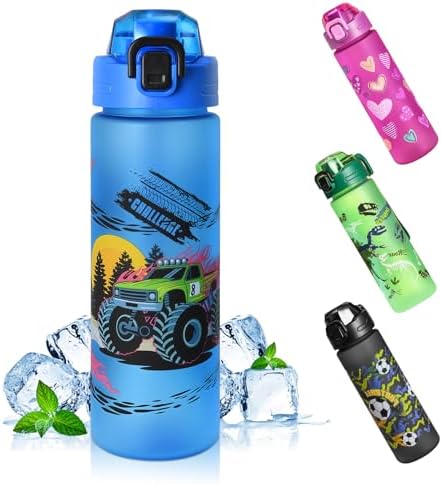 AMFUN 700ml Trinkflasche Kinder, Kindertrinkflasche, Sportwasserflasche mit Auslaufsicherem Flip-Top-Deckel, BPA-Frei, Leicht zu Reinige, Geeignet für Schule