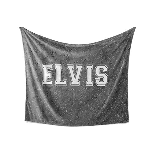 Elvis Blanket - Personalized Plush Fleece Gray Throw with Name, Custom Soft Cozy Warm Blanket, Customized Birthday, Holiday Present Idea, 50x60 Inches