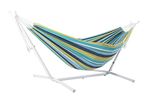 Vivere UHSDO8-W29 Hamac Double avec Support Blanc, Cayo Reef 250 x109 x 104 cm
