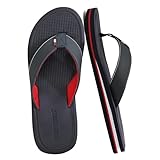 AX BOXING Tongs Homme Été Cuir Claquette Sandales Tongue Confortables Antidérapantes Flip Flops Chaussons de Plage pour Intérieur et Extérieur Bleu 46