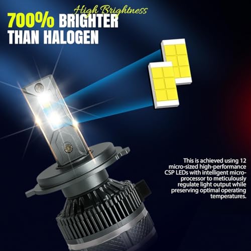 Image of OTO2EYE Super Bright H4 LED Car Headlight Bulbs Hi & Lo Beam 15000LM 6500K, 150W, LED Headlight Auto Conversion Driving Lamp with 2 Years Warranty (Cool White) (150W, H4)