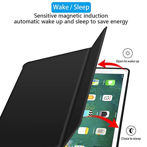 Ipad Pro 12.9 Case With Keyboard Compatible For Ipad Pro 12.9" 2015/2017, Ultra-Thin Pu Leather Silicon Rugged Shock Keyboard Stand Case With Pencil Holder (Not Fit For 2018 New Ipad)-Black #TOP4