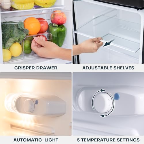 Upstreman SD-321 3.2 Cu.Ft Mini Fridge With Freezer, Double Door Mini Fridge, Adjustable Thermostat, Mini Refrigerator thumb #2