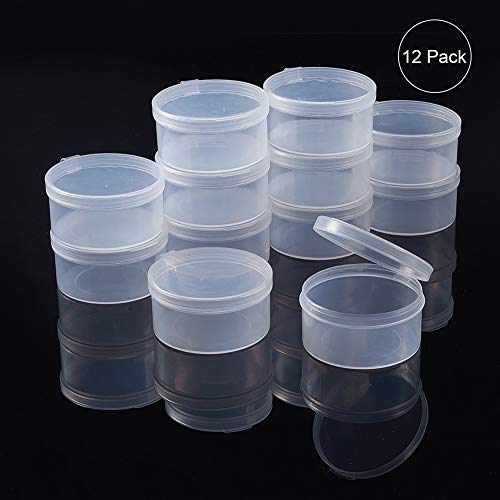 Benecreat 12 Pack Round Clear Plastic Bead Storage Containers Box Case With Flip-Up Lids For Items,Pills,Herbs,Tiny Bead,Jewerlry Findings, And Other Small Items - 2X1 Inches #TOP3