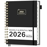 AHGXG 2026 Planner, Weekly and Monthly, Jan 2026 - Dec 2026, 12 Months, 2026 Calendar Planner Book with Tabs for Men Women School Home Office Supplies, A5 (6