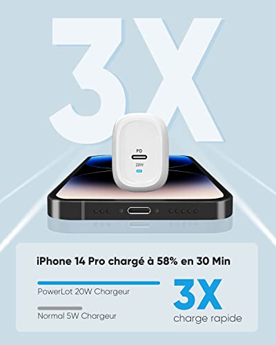 Mini chargeur USB C compact 20W pour charger iPhone et Galaxy - 2