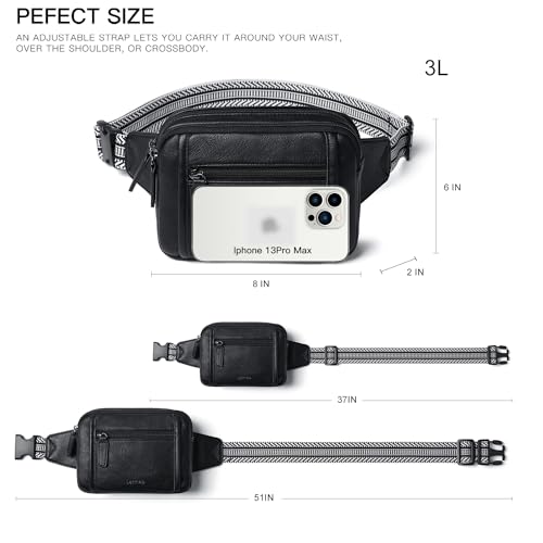 Image of LATMAP 3L TRIPLE ZIP Fanny Packs Belt Bag For Women Men Crossbody Waist Pack Sling Chest Bum Travel Bag Purse Faux Leather Fashion Cute Black