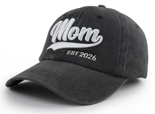 Image of 2PCS Mom and Dad EST 2026 Hat, 3D Embroidered Adjustable New Parents Gifts Baseball Cap