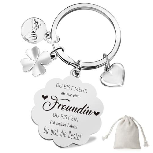 Sugeru Schlüsselanhänger mit Gravur - Herzerwärmend geschenk | geschenk beste freundin geburtstag | glücksbringer | abschiedsgeschenk | Geschenk Beste Freund | für best friends (Freund-Blütenblatt)
