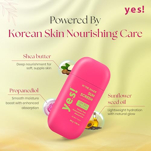 Image of Yes! Skincare In The Shade Sunscreen(50g) with SPF 50 Plus PA++++ & You are B-RIGHT Vitamin C Serum(30g) with Glutathione | Alcohol & Silicone Free Korean Skincare Combo For All Skin Types