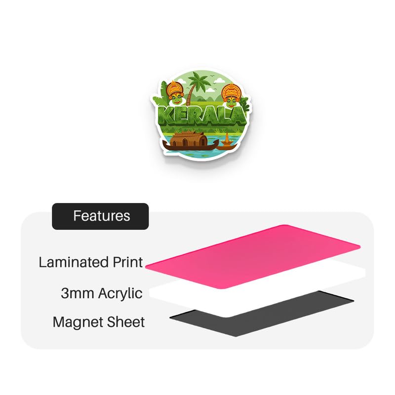 Image of Kerala (1) Fridge Magnets, Glossy Finish, Stylish Magnet for Fridge, Wardrobe & Metal Surfaces