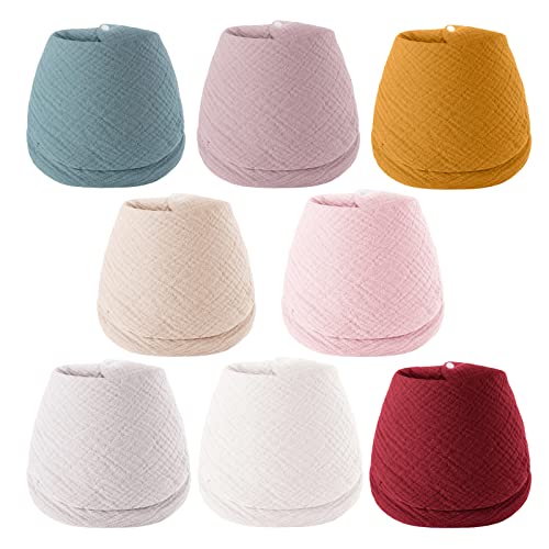 Image of Aipinvip 8-Pack Baby Bibs Muslin Drool Bibs Soft Cotton Bandana Bibs for Girls Teething and Drooling