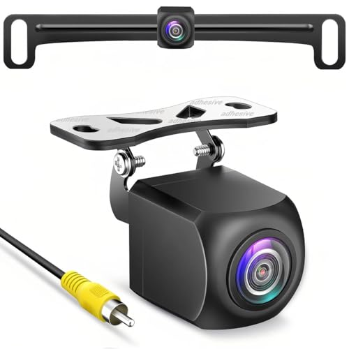 HD Backup Camera,Metal Housing 170 Degree Wide View Angle License Plate Rear View Camera for Car,Clear Night Vision IP69 Waterproof Rearview Universal Reverse Cam Kit for Vehicle SUV RV Pickup