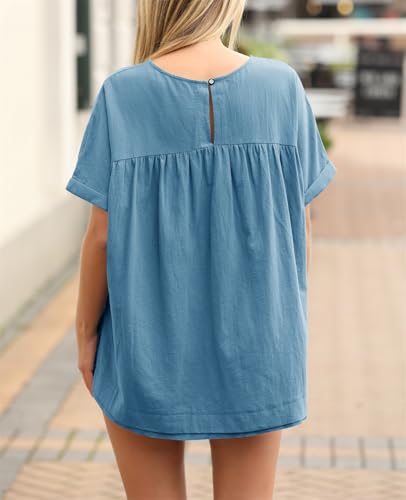 Image of Tankaneo Womens Summer Babydoll Tops Casual Loose Fit Peplum Oversized Tunic Shirts