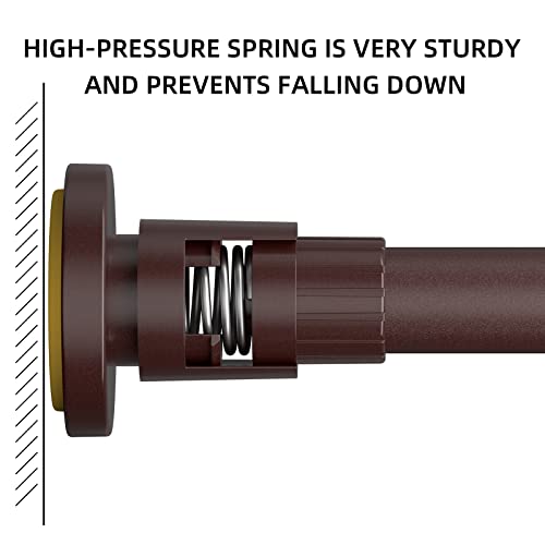 Smodbrodre Shower Curtain Rod - 32-80 Inch Brown Spring Tension Shower Curtain Rods For Bathroom With Shower Rod Holders, 1 Inch Stainless Steel Shower Curtain Rod No Drill, Non-Slip #TOP3