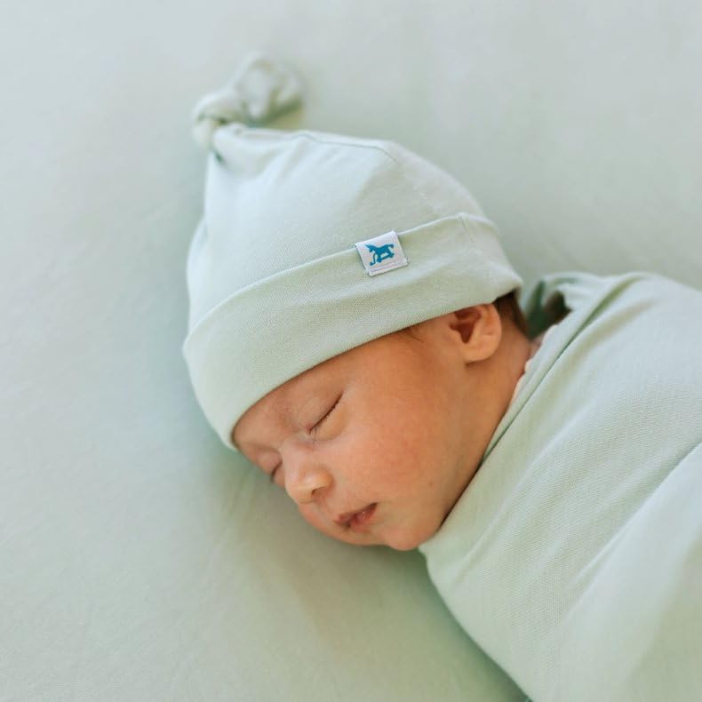 Image of Little Unicorn Premium Stretch Knit Swaddle & Hat Set | Ultra-Soft with Optimal Stretch for Newborns | Giftable Set (Frost Green)