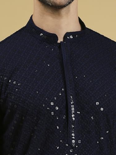 Image of Rajubhai Hargovindas Men Chikankari and Sequin Work Kurta
