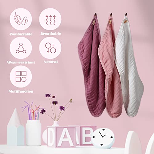 MUKIN Baby Burp Cloths, Soft Cotton Burp Cloth, Burp Rags for Baby Boy, Girl (Pink Series)3