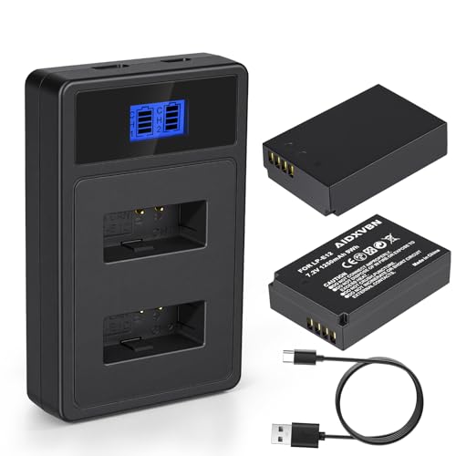 AIDXVBN 2-Pack of LP-E12 Premium Batteries and USB Dual Battery Charger for Canon EOS-M EOS M2 EOS M10 EOS M50 EOS M50 Mark II EOS M100 EOS M200 SX70 HS Rebel SL1 Digital Cameras.