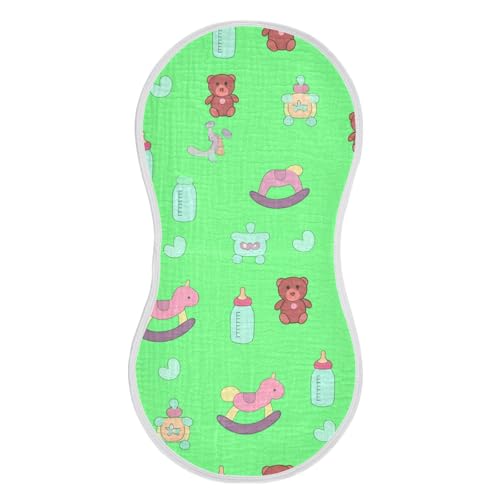 4 Pack Baby Burp Cloths, Soft Absorbent Burping Cloths for Babies, Cotton Milk Spit Up Rags, Large Size for Newborns, Baby Boys and Girls (Baby Toys Pattern)2
