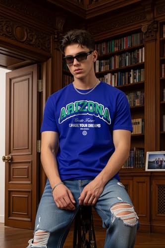 Image of Veirdo 100% Pure Cotton Regular Fit Aesthetic Graphic Printed Round Neck Half Sleeve T-Shirt Combo for Men (Pack of 3) (Green,Red,Swanwhite,Black,Navy Blue,White,Brown,Royal Blue)